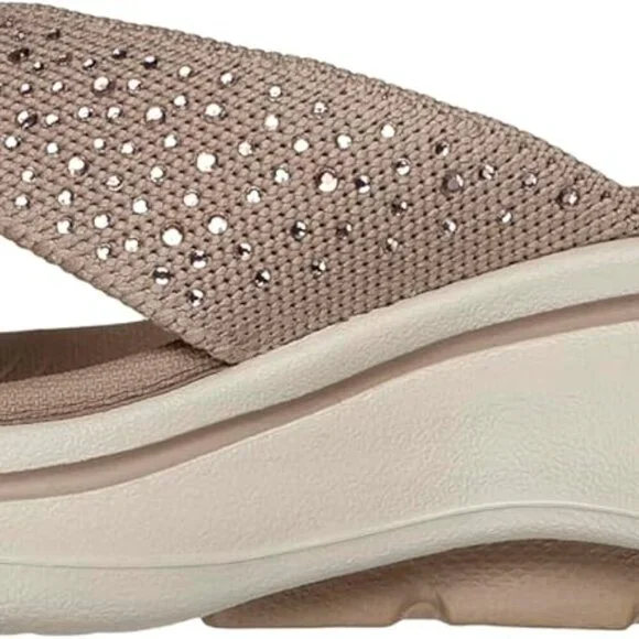 Women's Flip-Flops Mesh Slip On Arch Support Rhinestone Fabric Summer